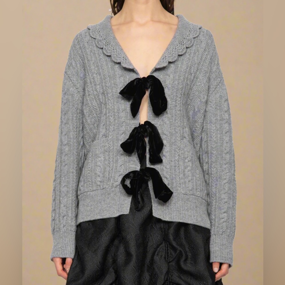 NWT Sea NY Mariella Velvet Bow Sweater Sz Medium